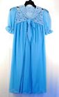 Vintage Light Blue Nylon Lace Baby Doll Sissy Peignoir Gown Robe S