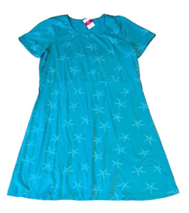 FRESH PRODUCE 1X Luna BLUE STARFISH $75 SADIE Jersey Cotton Dress NWT New 1X