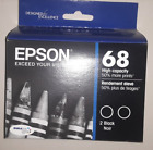 Genuine Epson 68 Black Noir Ink Cartridges T068120-D2 2-Pk New Box Expired 4/21