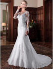 Mermaid Wedding Dress Back LongSleeve Beads O Neck Lace Appliques Bridal Gown