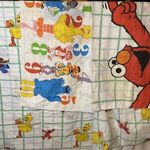 VINTAGE 1997 Spring Henson Sesame Street Bed Set Fitted Flat Sheet 2 Pillowcases