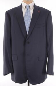 ISAIA NWT Suit Size 50L In Dark Blue & Black ~ Solid 130S Wool  Base S
