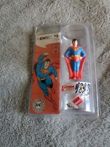Superman Flash Drive 4gb NIB Sealed DC Comics USB EMTEC + 4 Free Tattoos