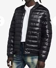 Brand New Guess Men's Puffer Jacket 112AN756 Black Shiny Glossy Size Large $195