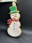 Old World Christmas Glass Blown Tree Ornament, Snowman Sugar Cookie NEW With Tag