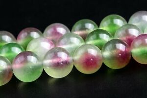 8MM Light Green & Pink Jade Beads Grade AAA Round Gemstone Loose Beads