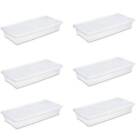 Sterilite 41 Quart Lightweight Under Bed Storage Box Container with Lid, 6 Pack