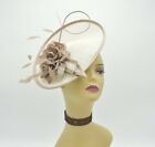M8184(Ivory/Taup)KentuckyDerby Church Wedding Easter TeaParty Sinamay Fascinator