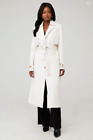 Bardot Women's Ivory White Faux-Leather Trench Coat Long Jacket *NO BELT* Sz XS
