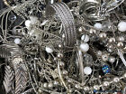 6lbs Bulk Lot of Vintage To Now Wearable Silver Metal Tone Necklace Bracelet etc