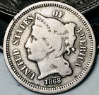 1868 Three Cent Nickel Piece 3C Ungraded Post-Civil War Date US Coin CC21298