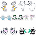 Cute Animals 925 Silver Plated Stud Earring Cubic Zircon Women Party Gift A Pair