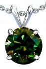 2.14 Ct Vvs1-Champagne Brown Green Round Moissanite Diamond 925 Silver Pendant