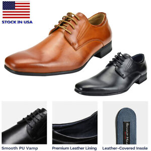 Men's Classic Formal Oxfords Lace Up Leather Lined Dress Snipe Toe Shoes