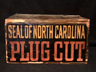 Antique 1910 Seal Of NC Plug Cut Paper Litho Label Wood Tobacco Box AAFA