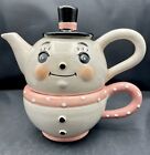 Johanna Parker Snowman Christmas Pink Teapot Mug Ceramic - Sweet