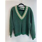 Vtg Basix Dark Green Women XL Rib Knit Sweater V-Neck Shirt Casual Warm