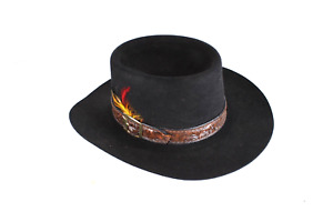 Vintage Stetson 3X Beaver Gambler Western Hat Black Men's Size 7 1/4