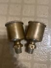 Antique Brass Oil Cups Hit And Miss Gasoline Engine Oilers Pair Lunkenheimer?