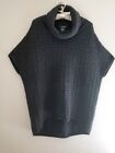 Griffen Cashmere Top 100% Cashmere Short Sleeve Cowl Neck Pullover Charcoal  XS