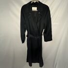 Vintage 90s Jones New York Black Long Trench Coat Made in USA 6, Imported Fabric