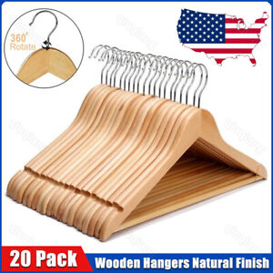 20PCS Wooden Hangers Suit Hangers Premium Natural Finish Cloth Coat Wood Hangers