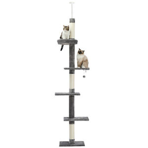Interactive Adjustable 5-Tier Floor to Ceiling Cat Tower adjustable tension rod