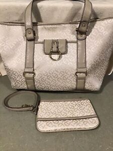 ETIENNE AIGNER LARGE LOGO SATCHEL PURSE WITH COIN WALLET. NICE!!