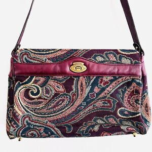 ETIENNE AIGNER Vintage Burgundy Red Paisley Tapestry Purse Shoulder Bag