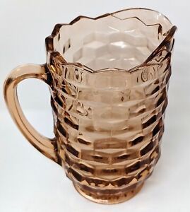 Vintage Pink Indiana Glass Pitcher Whitehall Cubist American Peach Apricot 48 oz
