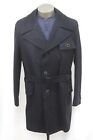mens navy blue VINTAGE 70s all weather rain over coat removable liner knit 42 R