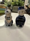 Vintage Delft Blue Dutch Boy and Girl Salt and Pepper Shakers Hand Painted