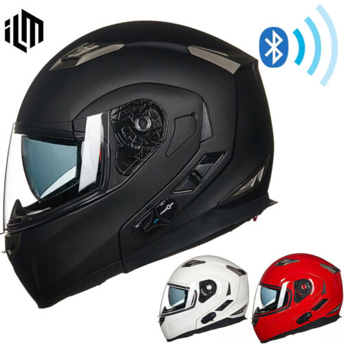 ILM Bluetooth Integrated Motorcycle Helmet Modular Flip Up Full Face IntercomDOT