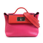Authentic HERMES Van Cattle 24/24 Mini Handbag Shoulder Bag Pink/Red...
