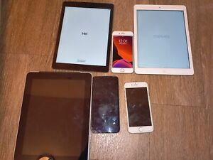LOT Of 6 Apple Devices 3 iPhone s Cell Phone 3 iPad s Tablet Phones Not Android