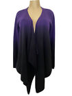 Neiman Marcus Cashmere Knit Sweater Open Cardigan Ombre Black Purple Long Sleeve