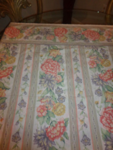 Vintage CANNON Border Floral Striped Full Flat Bed Sheet Sweet