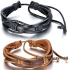 Handmade Leather Wrap Braided Adjustable Cuff Bracelet Wristband Men Women