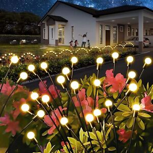 LED Solar Garden Lights Outdoor Firefly Swaying Fairy Lamp Pathway Xmas Decor