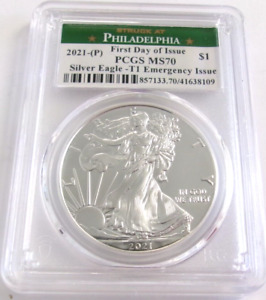 2021 (P) American Silver Eagle PCGS MS70 FDOI Emergency Issue Type 1