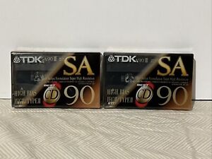 TDK SA 90 HIGH BIAS TYPE II CASSETTE TAPES LOT OF 2 NEW IN PACKAGE