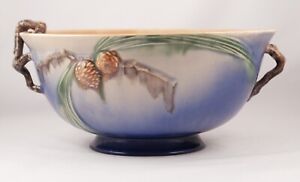 Vintage Roseville Art Pottery Blue Pinecone Centerpiece Bowl