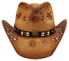 Cowboy Hat Eagle Beads Straw Vintage Studded Leather Western Concert Men's Hat
