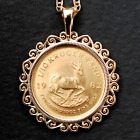 Krugerrand Coin Custom Women/Men' Pendant With Free Chain 14k Yellow Gold Plated