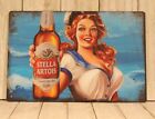 Stella Artois Beer Tin Metal Sign Pinup Girl Poster Bar Vintage Rustic Style XZ