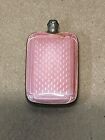 Vintage 1920s Guilloche Silver / Pink Enamel Rectangle Perfume Bottle