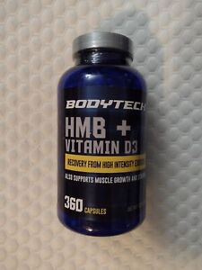 BODYTECH HMB + Vitamin D3, Exercise Recovery, Muscle Growth, Strength, 360 Caps