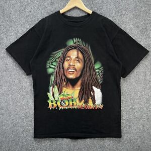 Vintage Bob Marley Shirt Mens Large Black 90s Rap Tee Reggae Weed Rasta