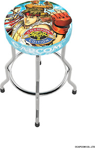 Arcade1Up Adjustable Capcom Stool Pub Chair Padded Seat Chrome Extending Legs