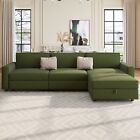 Sectional Sofa Couch with Ottoman 4 Seats L-Shaped Convertible Modular Sofa